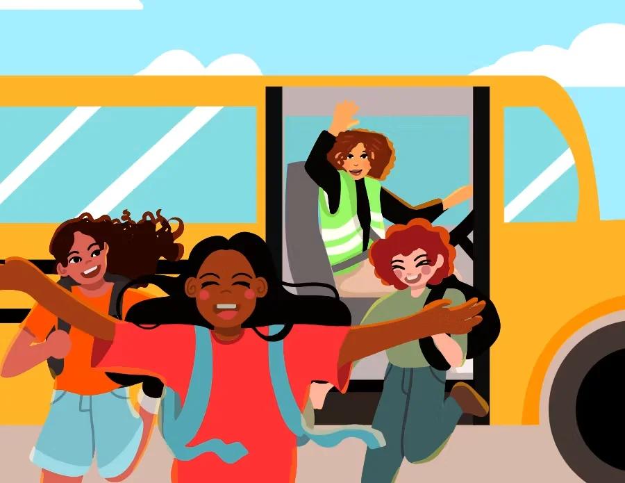 School bus and students — keep every stakeholder informed